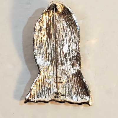Vintage Signed SFJ Metal Enamel Ghost Face Scary Scream Halloween Brooch Pin - Thumbnail 2