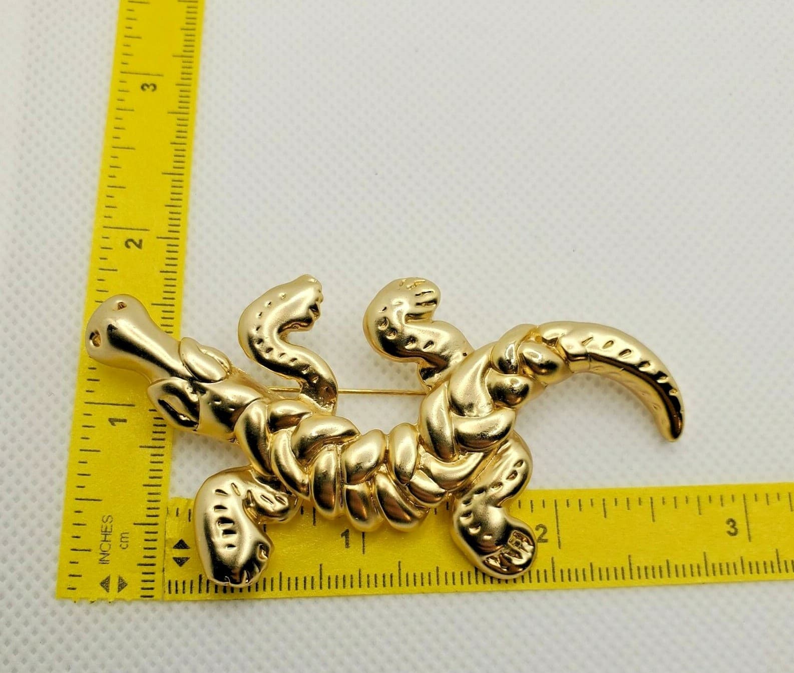 Vintage Gold Tone Alligator Crocodile Reptile Figural Brooch Pin Jewelry - Thumbnail 5