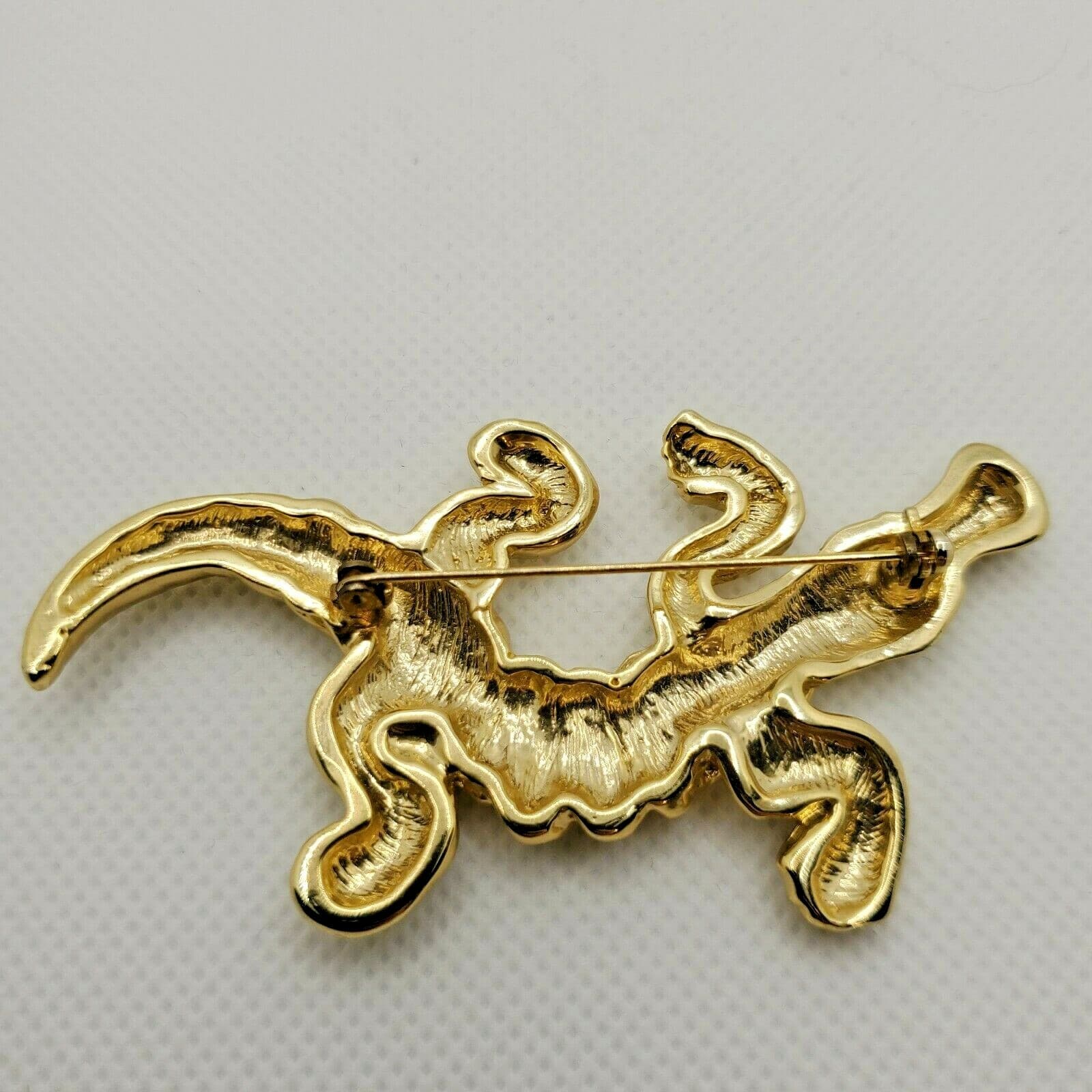 Vintage Gold Tone Alligator Crocodile Reptile Figural Brooch Pin Jewelry - Thumbnail 4