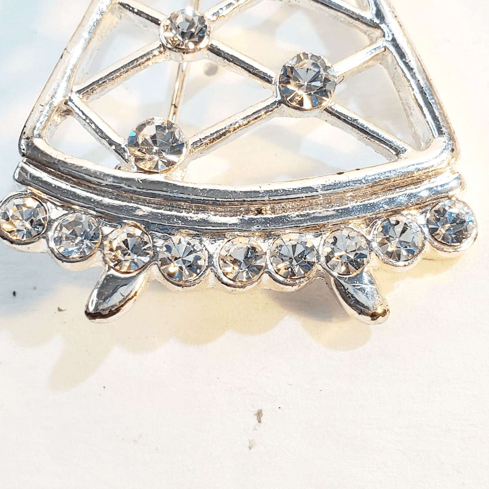 Vintage Eisenberg Ice Silver Tone Clear Rhinestones Angel Christmas Brooch Pin - Thumbnail 2