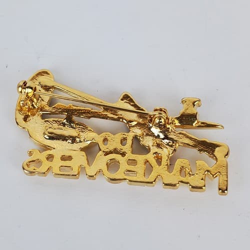 Gold Tone Metal Black Red Enamel I DO MAKEOVERS Cosmetology Brooch Pin - Thumbnail 2