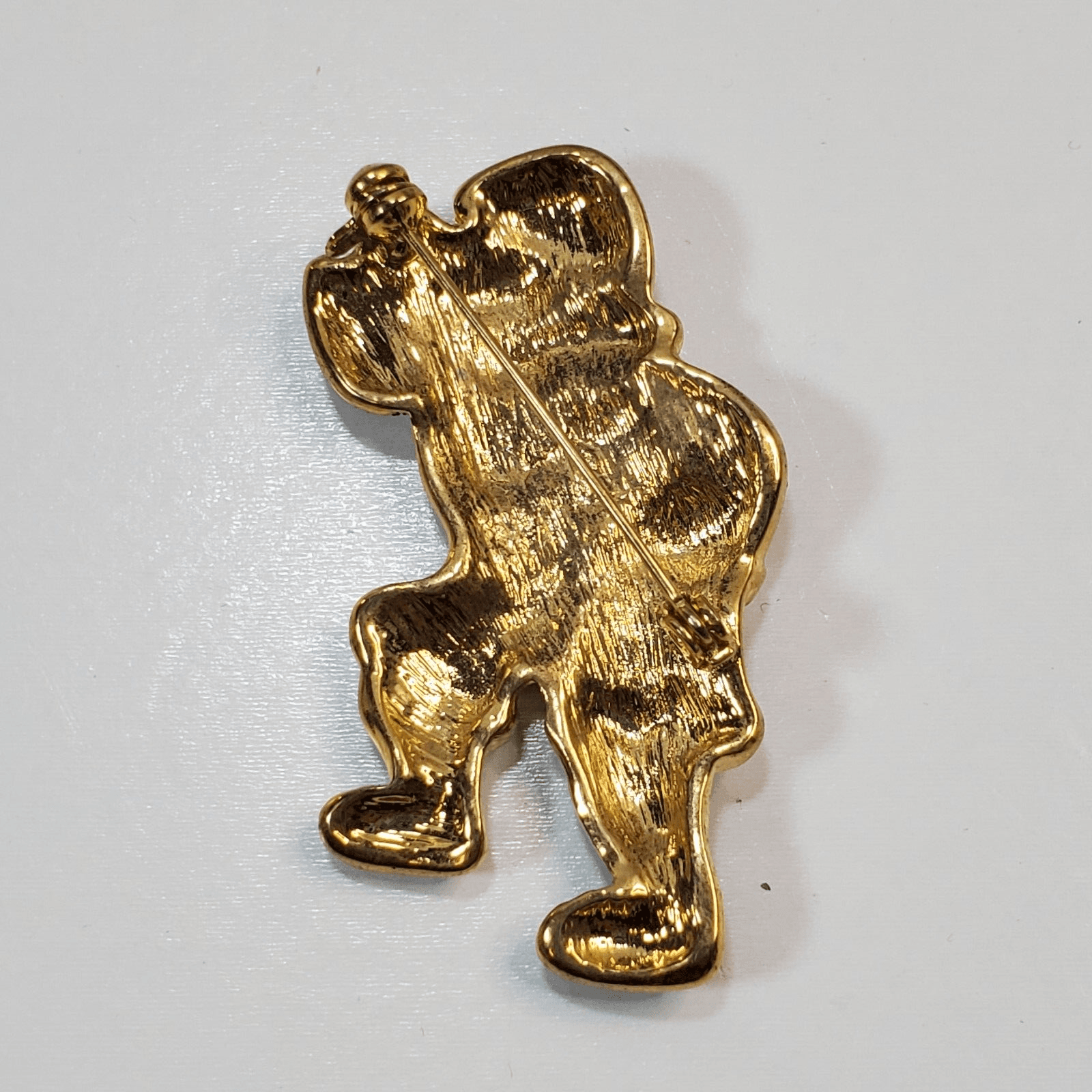 Gold Tone Metal Black White Green Red Sparkle Enamel Santa Christmas Brooch Pin - Thumbnail 2