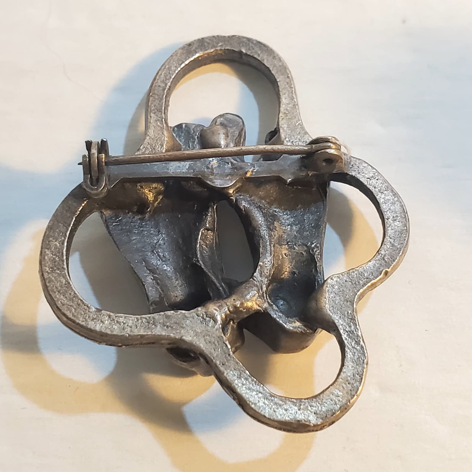 Vtg Pewter Tone Cast Metal Artisan Feet Sculpture Brooch Pin Quirky Surrealist - Thumbnail 2