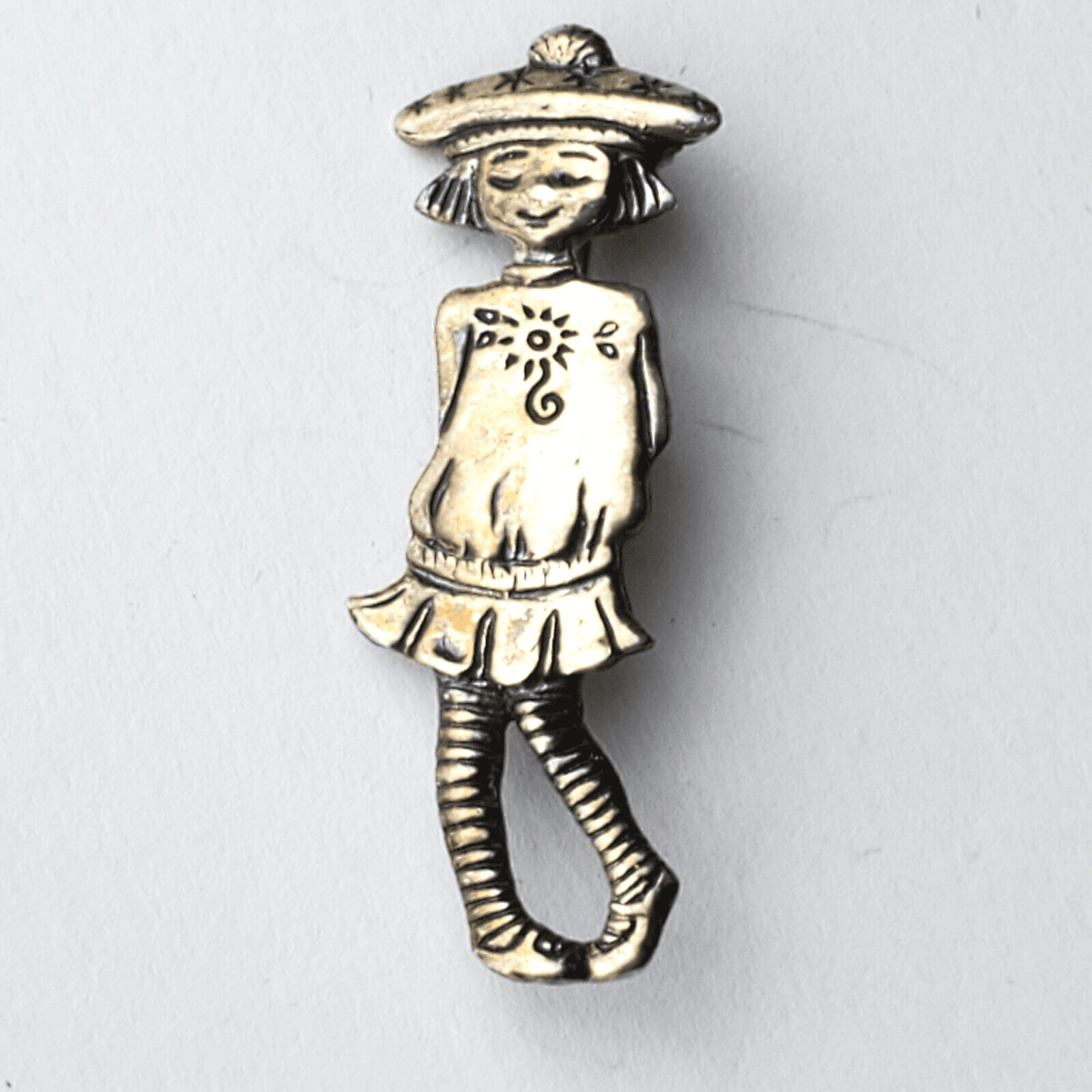 Signed ME Mary Engelbreit 925 Sterling Silver Fashion Girl Mary Jane Brooch Pin