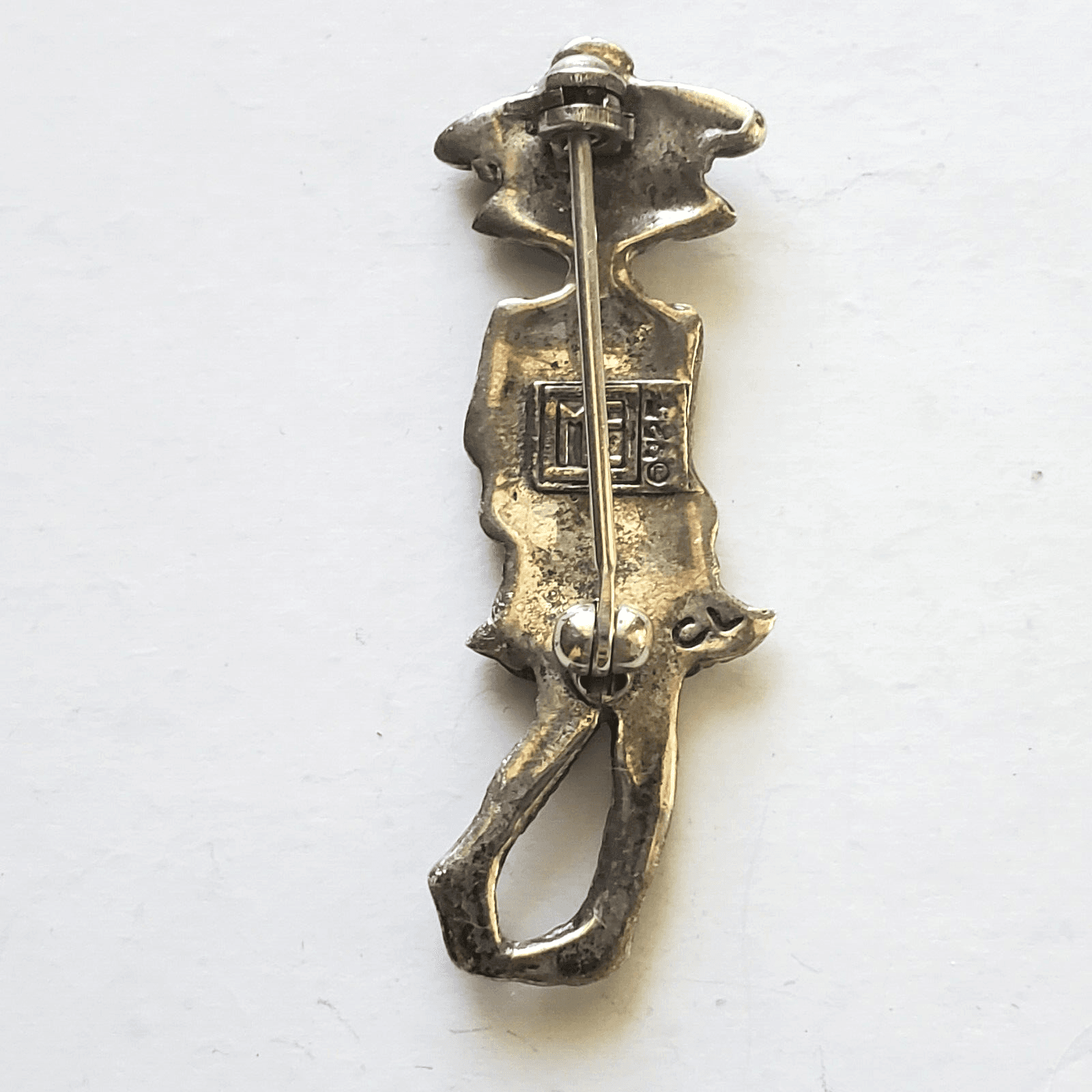 Signed ME Mary Engelbreit 925 Sterling Silver Fashion Girl Mary Jane Brooch Pin - Thumbnail 2