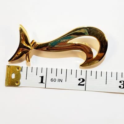 Gold Tone Metal Abstract Siamese Cat Brooch Pin Mid Century Modern Inspired - Thumbnail 4