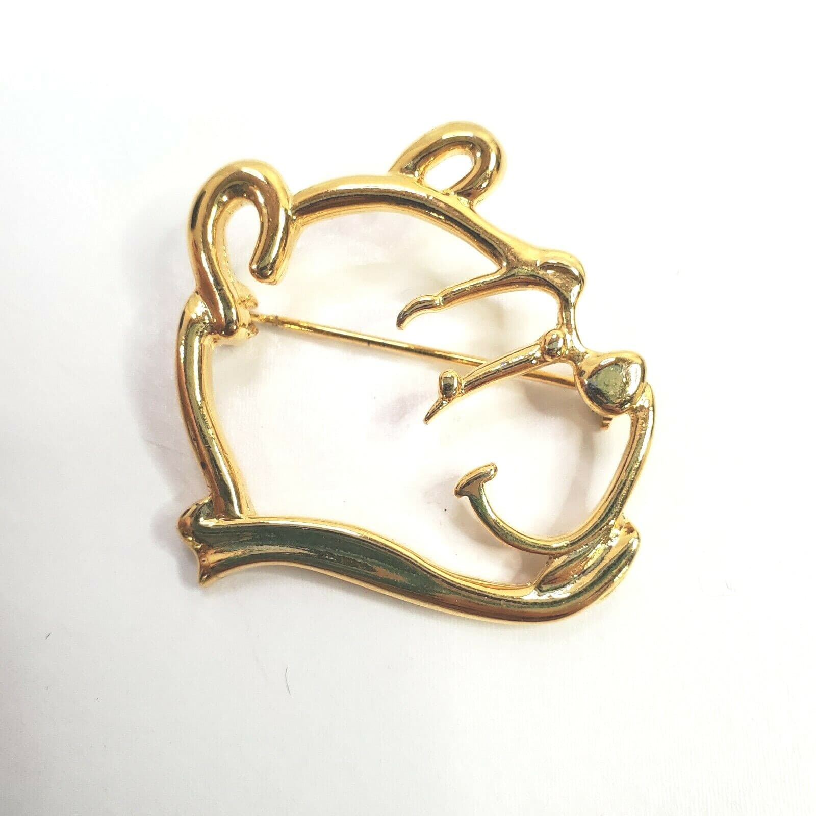 Disney Winnie The Pooh Gold Tone Outline Head Pin 100 Acre Collection Brooch
