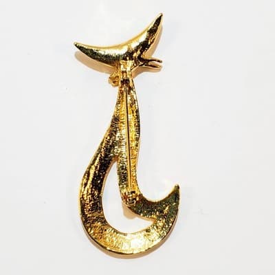 Gold Tone Metal Abstract Siamese Cat Brooch Pin Mid Century Modern Inspired - Thumbnail 3