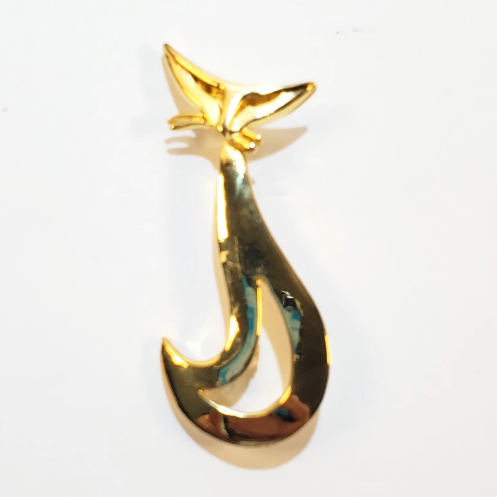 Gold Tone Metal Abstract Siamese Cat Brooch Pin Mid Century Modern Inspired - Thumbnail 2
