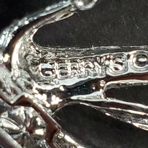 Vintage Signed Gerrys Silver Tone Green Red Enamel Christmas Bells Pin Brooch - Thumbnail 3