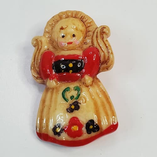 Vintage R.O.C. ROC Resin Plastic Christmas Angel Brooch Pin Taiwan Holiday