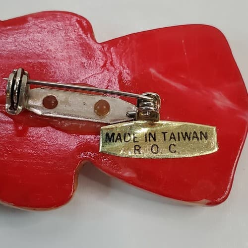 Vintage R.O.C. ROC Resin Plastic Christmas Angel Brooch Pin Taiwan Holiday - Thumbnail 3