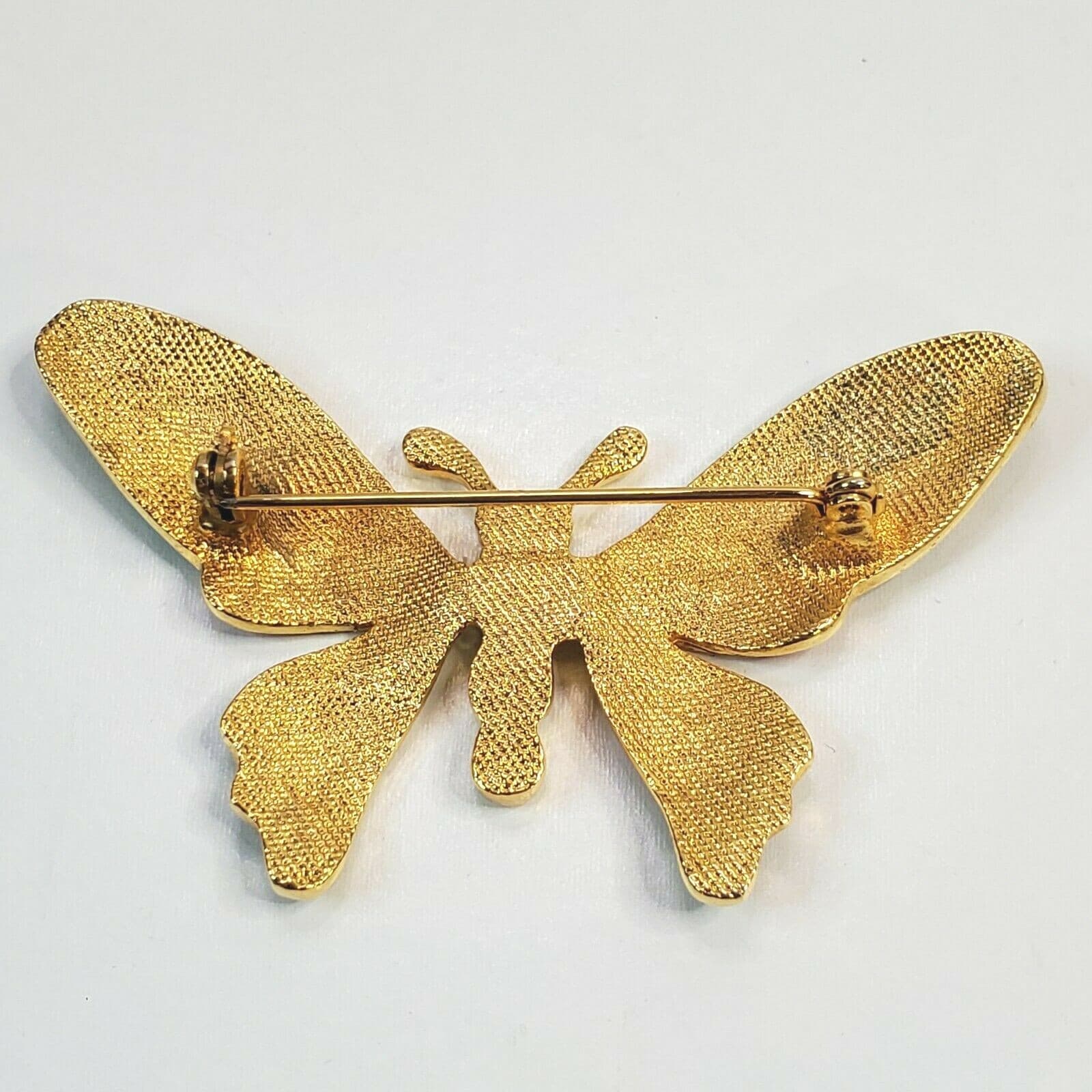 Gold Tone Multi-color Enamel Clear Rhinestones Butterfly Brooch Pin Jewelry - Thumbnail 2