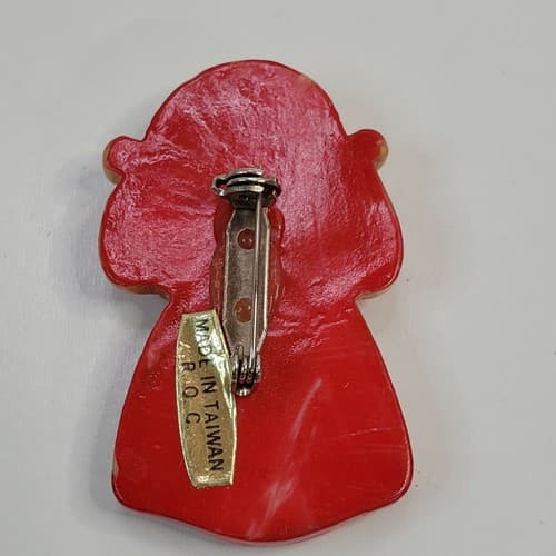 Vintage R.O.C. ROC Resin Plastic Christmas Angel Brooch Pin Taiwan Holiday - Thumbnail 2