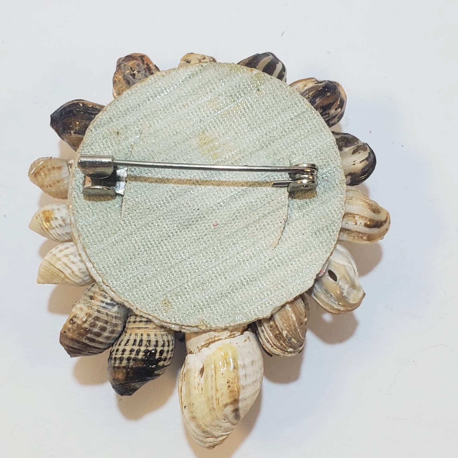 Vintage Artisan Handcrafted Seashell Flower Bouquet Purple Floral Brooch Pin - Thumbnail 2