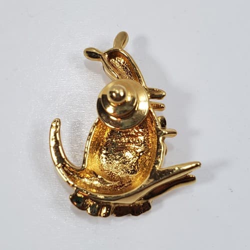 Vintage Kangaroo With Baby Joey Brooch Gold Tone Rhinestones Pin Signed Avon - Thumbnail 2