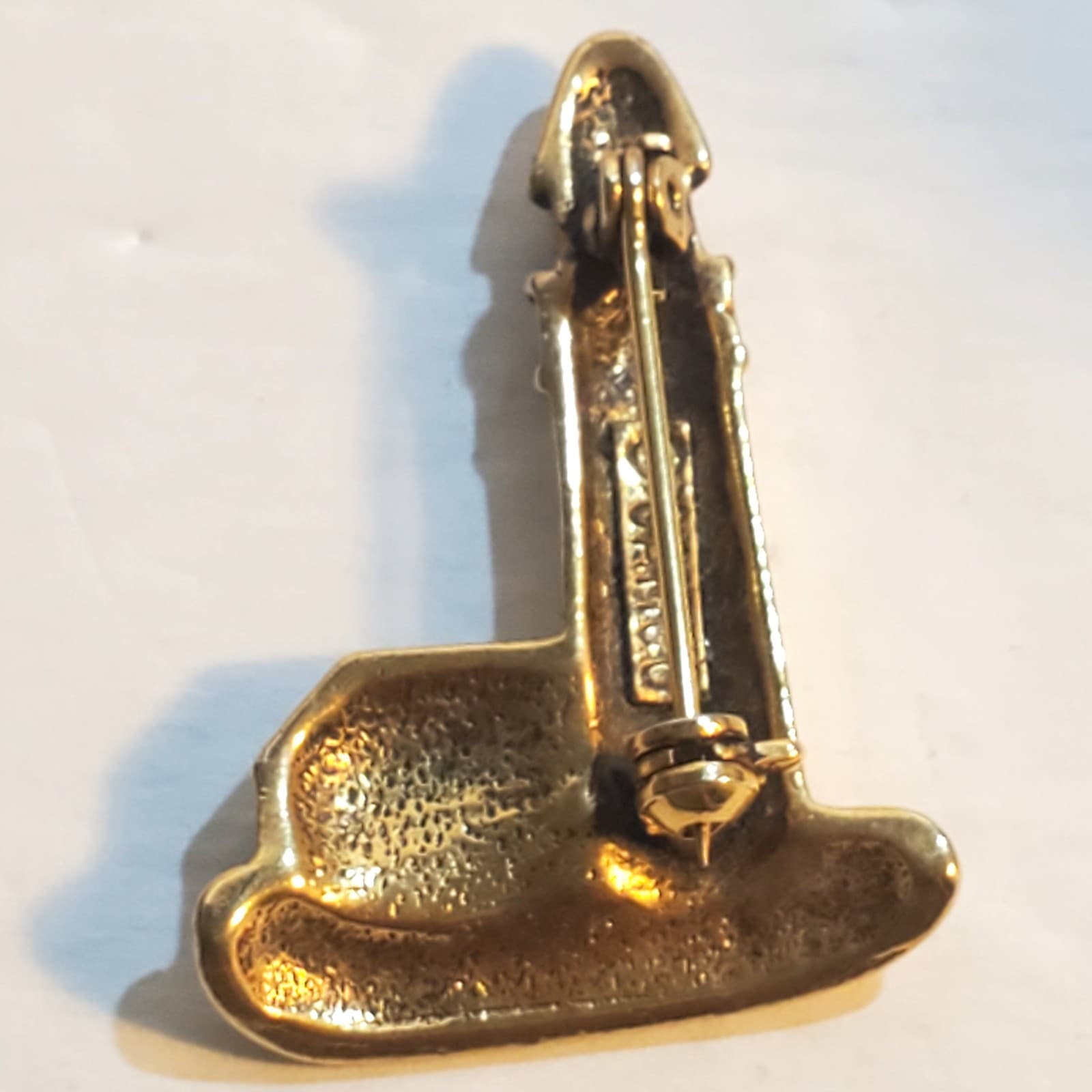 Vintage Camco Gold Tone Clear Rhinestone Lighthouse Nautical Brooch Pin Seaside - Thumbnail 2