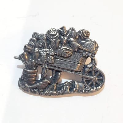Vtg Birds & Blooms Limited Edition 2001 Garden Wheelbarrow Brooch Pin 1.25 in