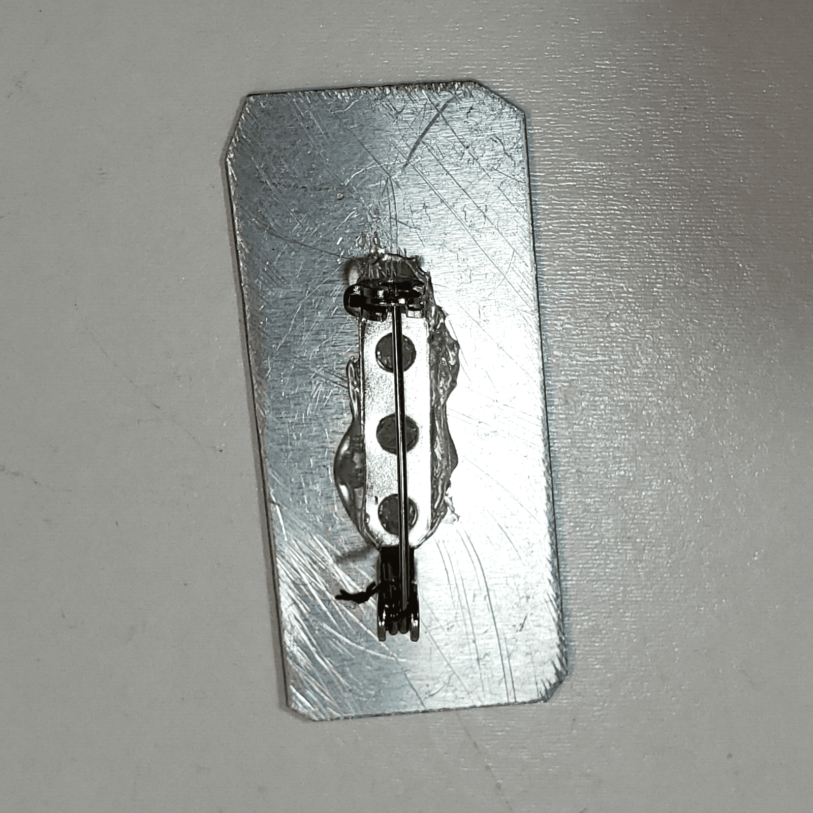 Vintage Etched Thin Anodized Metal Painted Angel Brooch Pin Silver Tone - Thumbnail 4