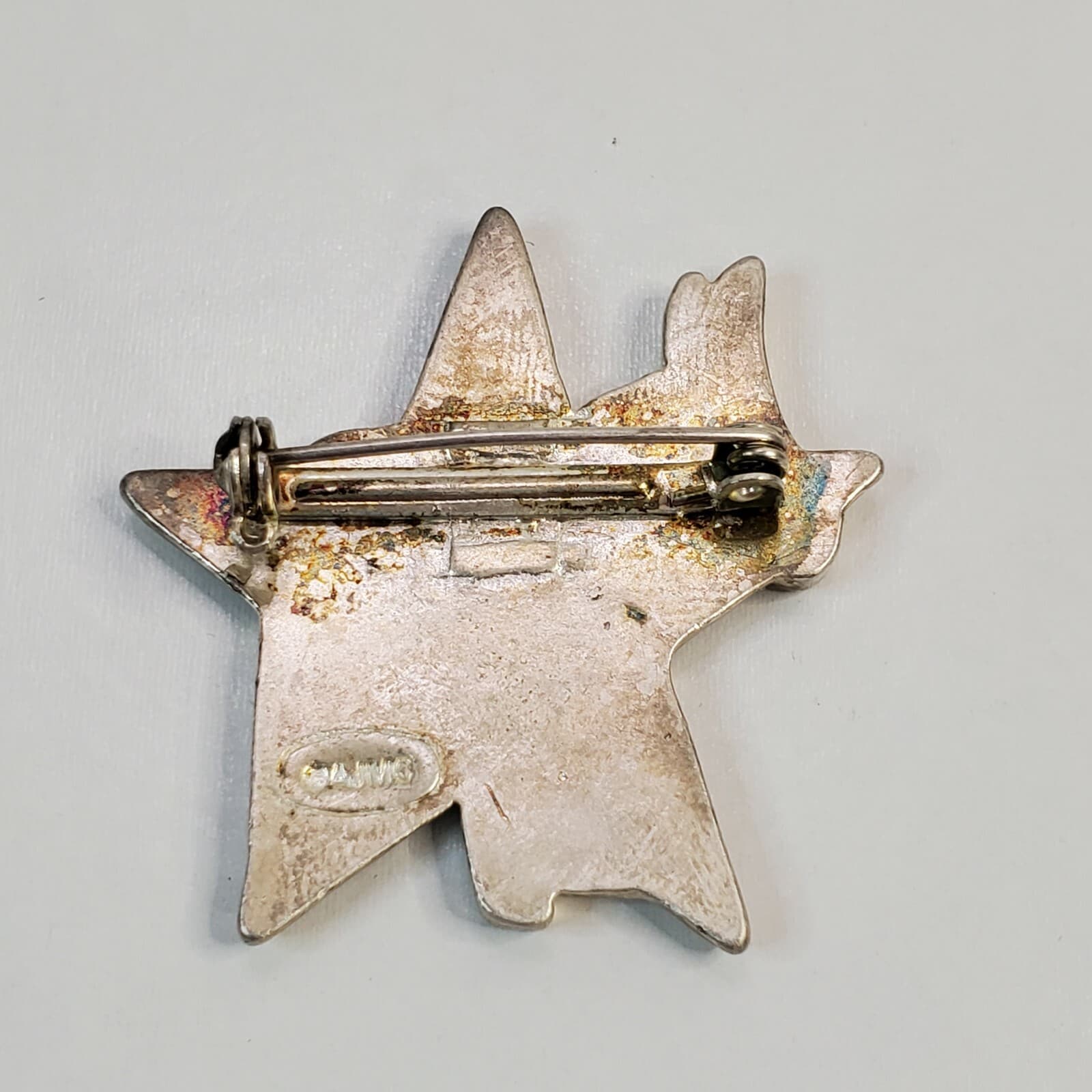 Vtg AMC Patriotic Democrat Party Donkey Silver tone Enamel w/ Rhinestones Pin - Thumbnail 2