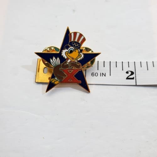 Vintage 1984 Sam the Eagle Decathlon Los Angeles Olympic Star Tack Lapel Cap Pin - Thumbnail 4