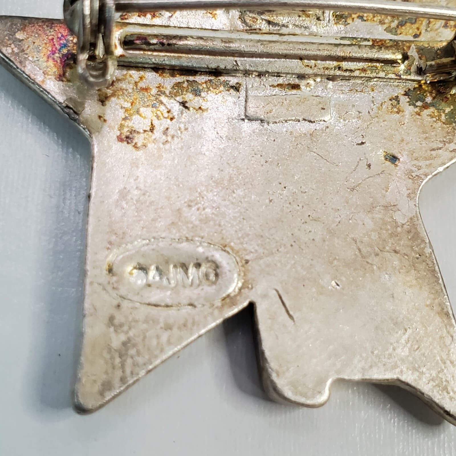 Vtg AMC Patriotic Democrat Party Donkey Silver tone Enamel w/ Rhinestones Pin - Thumbnail 3