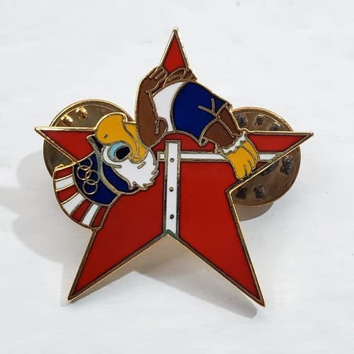 Vintage 1984 Sam the Eagle High Jump Los Angeles Olympic Star Tack Lapel Cap Pin