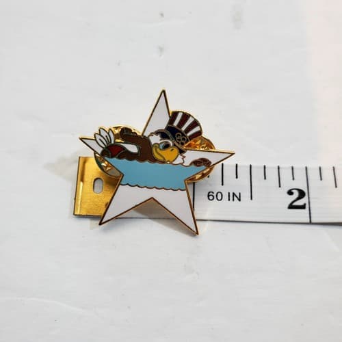 Vintage 1984 Sam the Eagle Swimming Los Angeles Olympic Star Tack Lapel Cap Pin - Thumbnail 4
