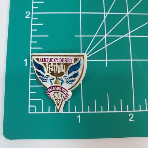Vintage Kentucky Derby Festival 1993 Plastic Pegasus Lapel Pin Horse Race Badge - Thumbnail 3