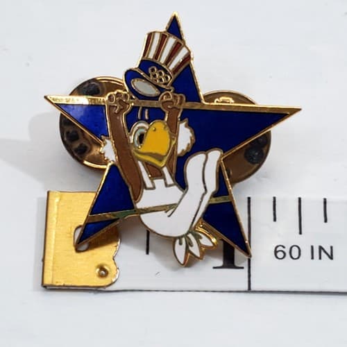 Vtg 1984 Sam the Eagle Gymnastics Los Angeles Olympic Star Tack Lapel Cap Pin - Thumbnail 5