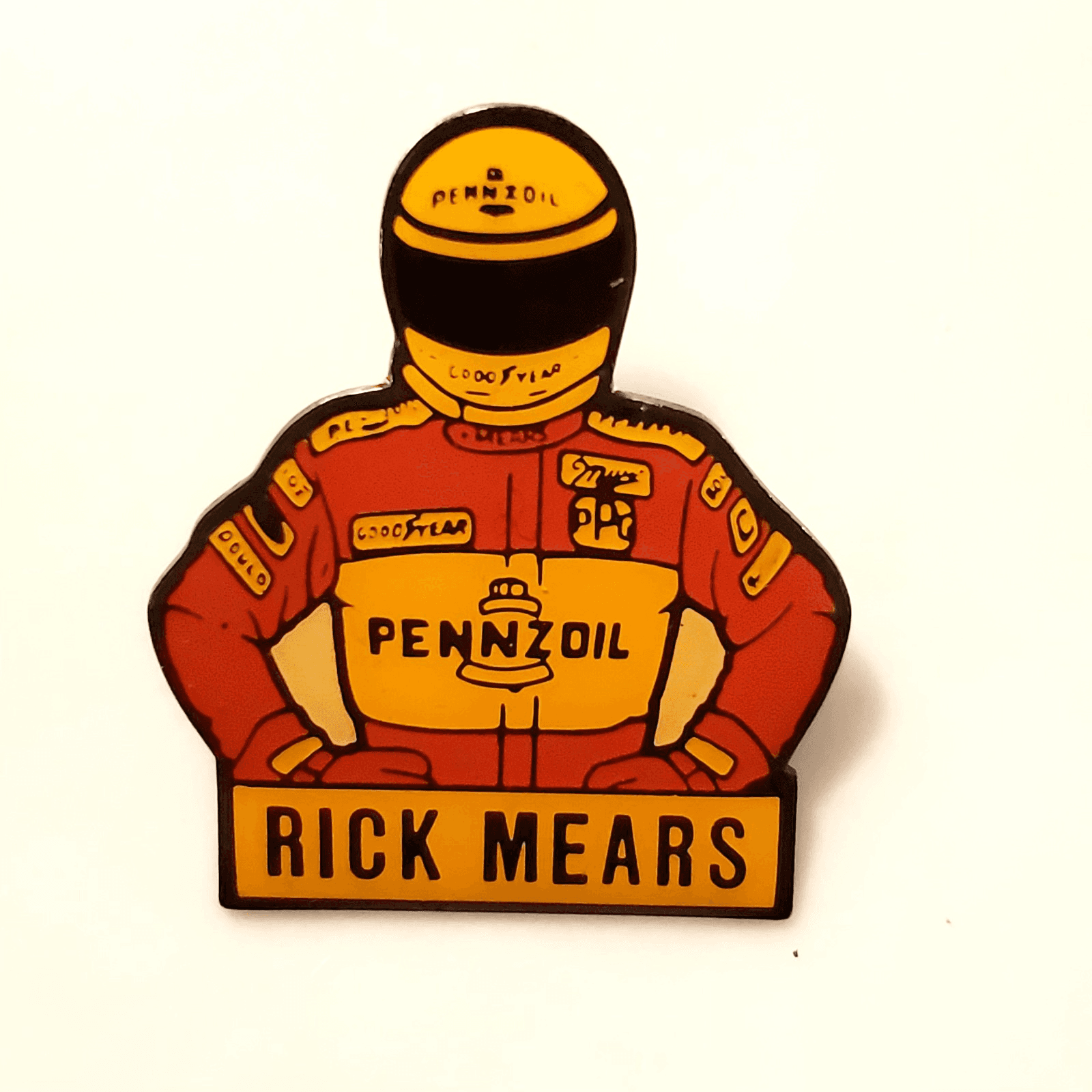 Vintage Rick Mears Pennzoil Indy 500 Indianapolis Car Racing Tack Lapel Cap Pin
