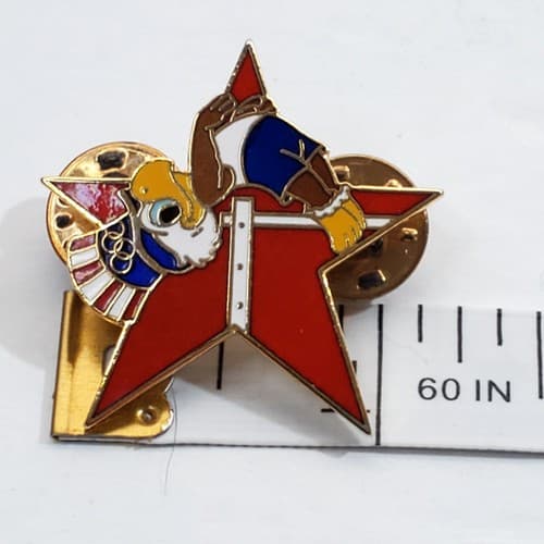 Vintage 1984 Sam the Eagle High Jump Los Angeles Olympic Star Tack Lapel Cap Pin - Thumbnail 5