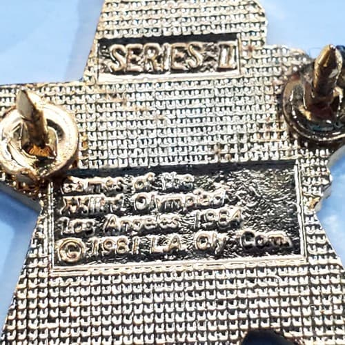 Vtg 1984 Sam the Eagle Gymnastics Los Angeles Olympic Star Tack Lapel Cap Pin - Thumbnail 4