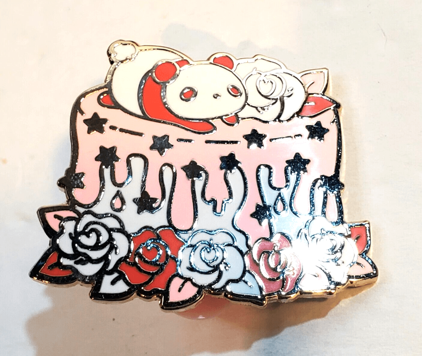 Pyonko Panda Pink Cake Fantasy Metal Enamel Lapel Tack Pin