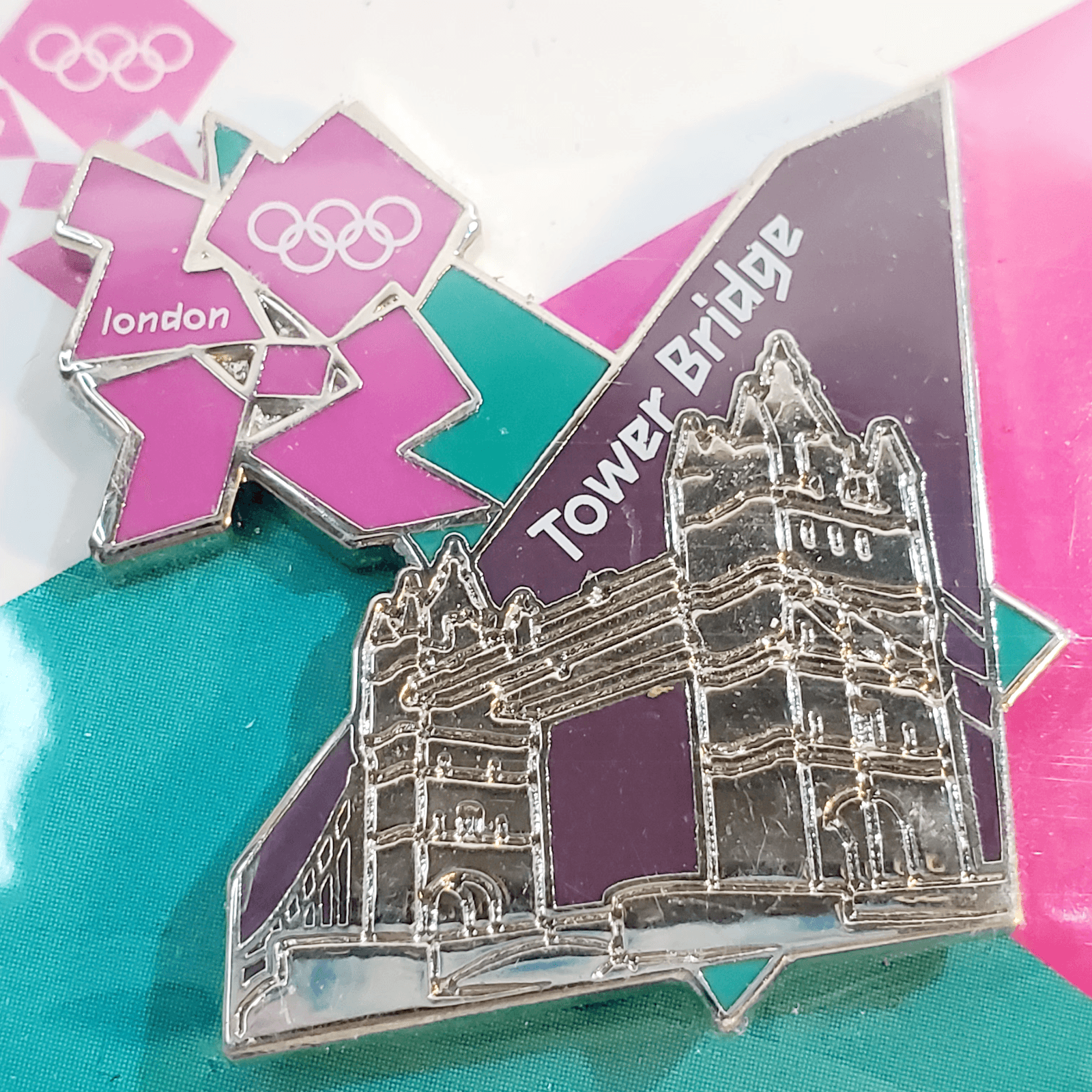 Olympic Memorabilia London 2012 Tower Bridge Metal Enamel Tack Lapel Pin - Thumbnail 2