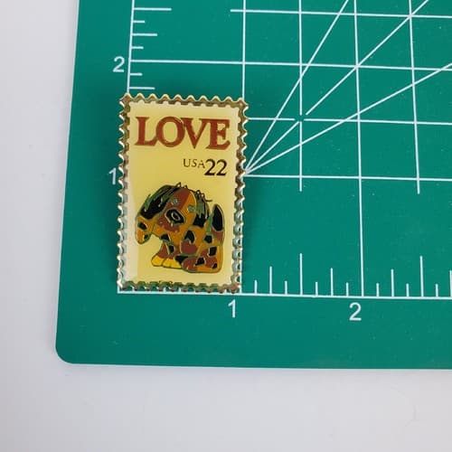 USPS 22 Cent LOVE PUPPY DOG Postage Stamp Lapel Tack Cap Pin Push Back - Thumbnail 4