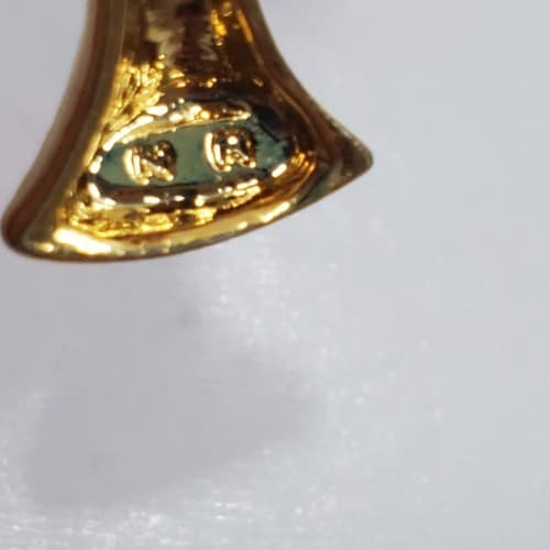 Vtg Signed NR Green Brown Enamel Palm Tree w multicolor Rhinestones Lapel Pin - Thumbnail 3