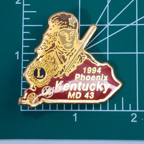 Vintage 1994 Lion's Club MD43 Phoenix Kentucky Lapel Pin Rifle Raccoon Hat - Thumbnail 3