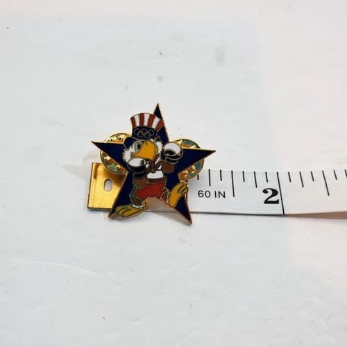 Vintage 1984 Sam the Eagle Boxing Los Angeles Olympic Star Tack Lapel Cap Pin - Thumbnail 4