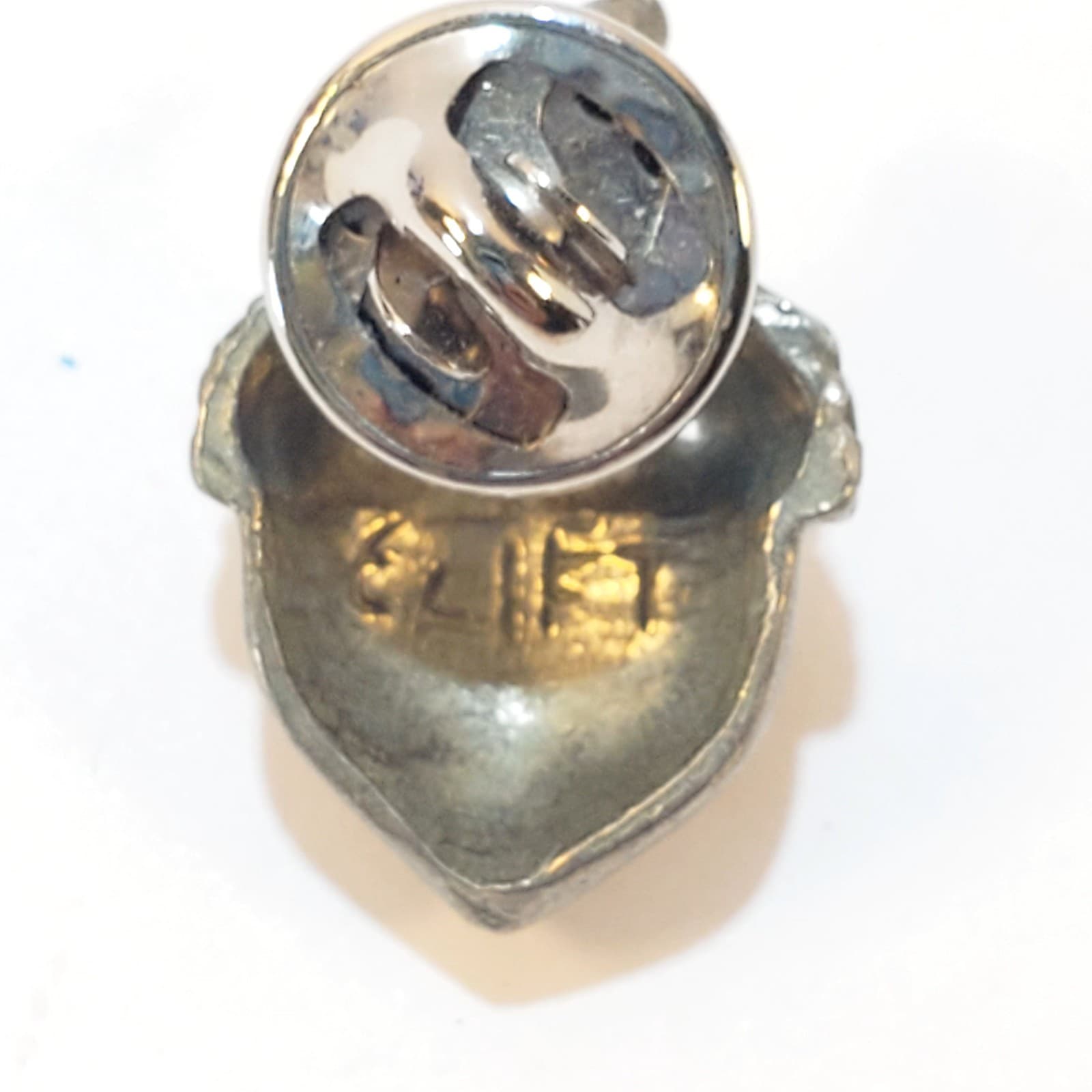 Vintage Signed Clift Pewter Figural Acorn Nut Lapel Pin Tie Tack Nature - Thumbnail 2