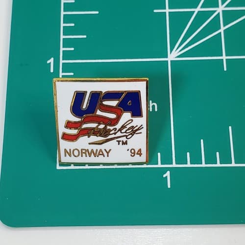 Vintage USA Hockey Norway 1994 Winter Olympics Lapel Cap Tack Pin Badge - Thumbnail 3