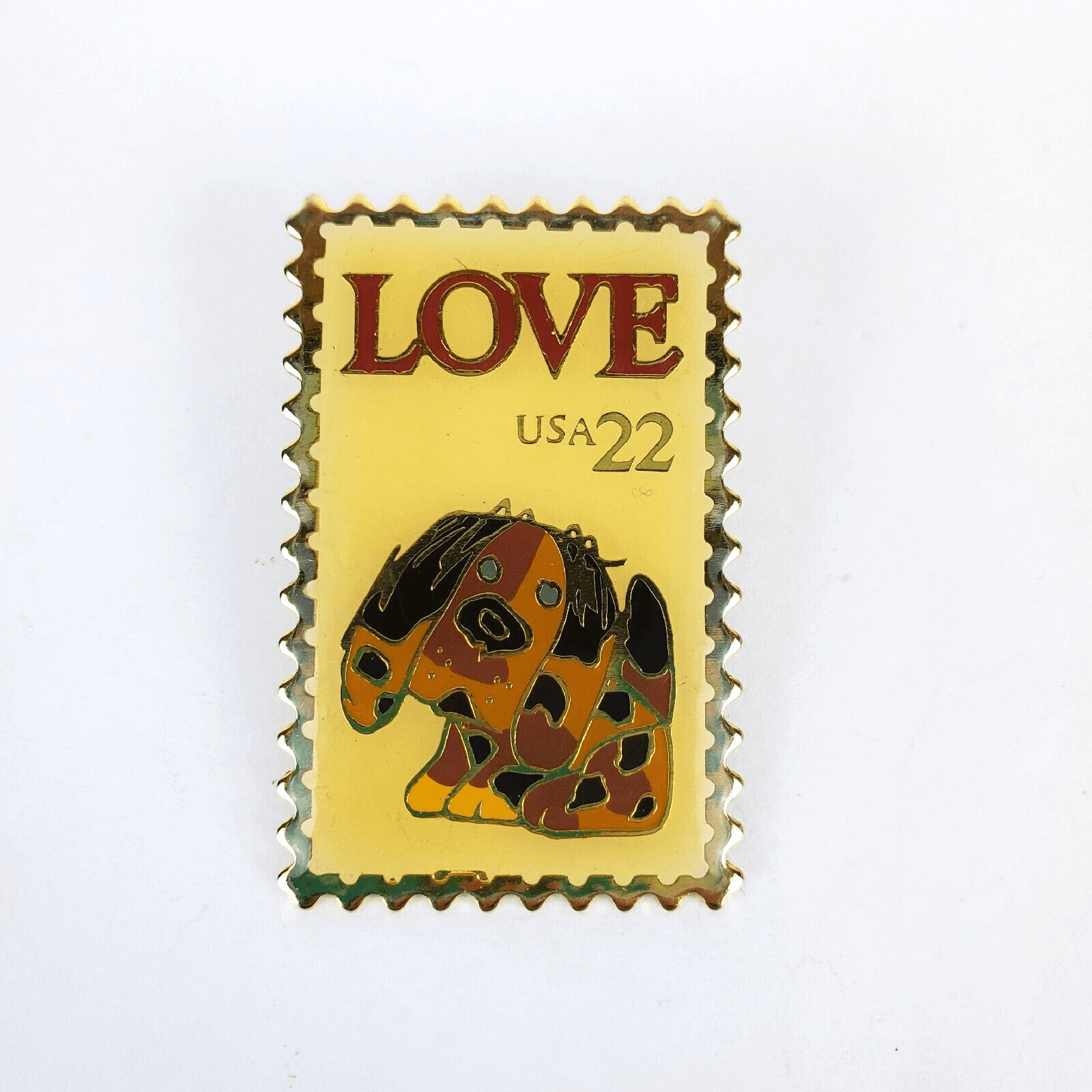 USPS 22 Cent LOVE PUPPY DOG Postage Stamp Lapel Tack Cap Pin Push Back