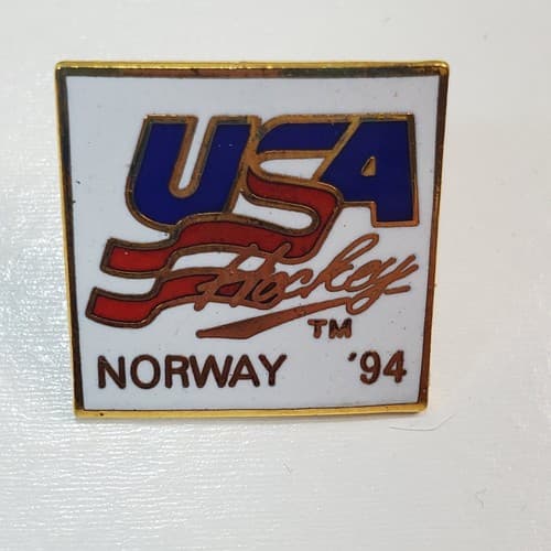 Vintage USA Hockey Norway 1994 Winter Olympics Lapel Cap Tack Pin Badge