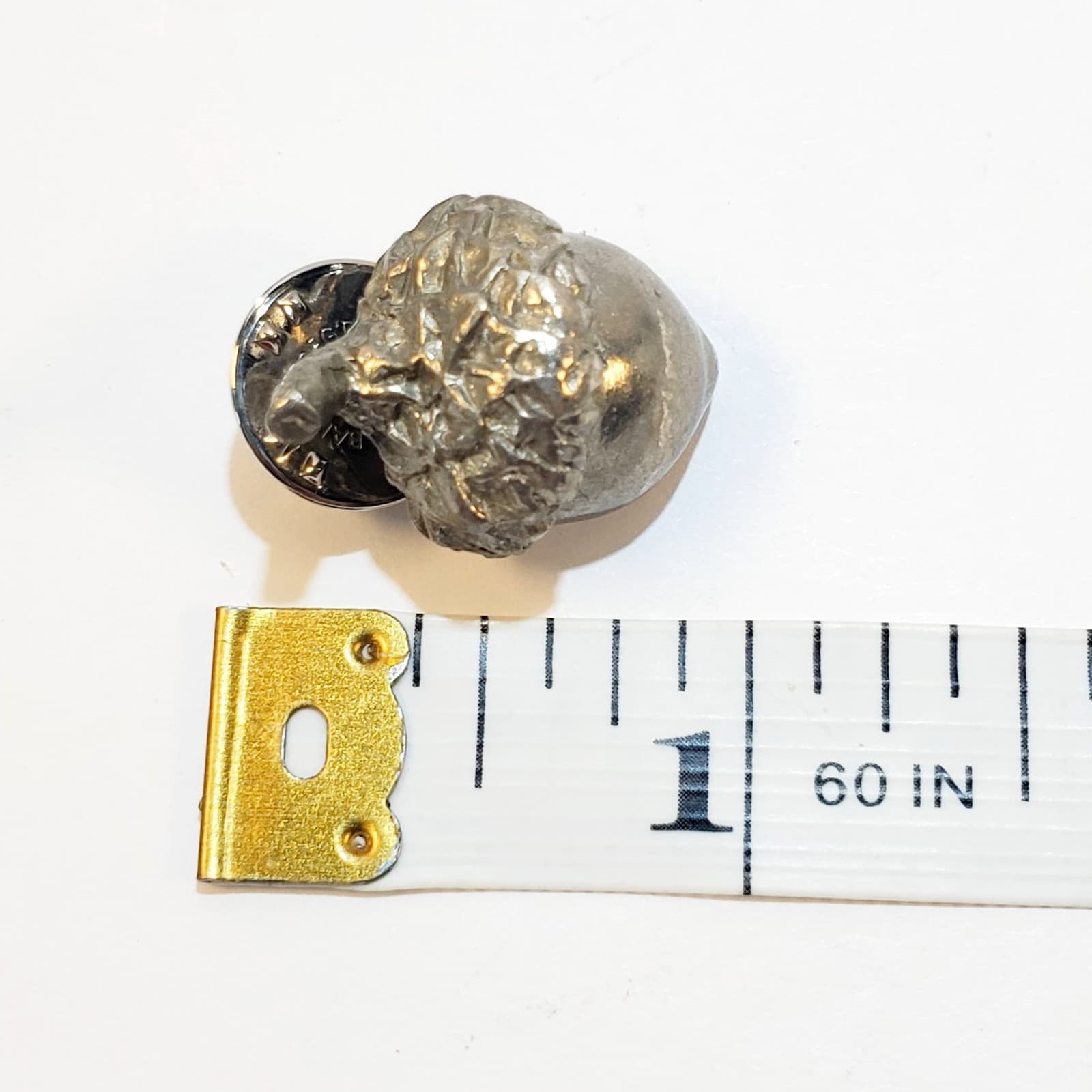 Vintage Signed Clift Pewter Figural Acorn Nut Lapel Pin Tie Tack Nature - Thumbnail 4