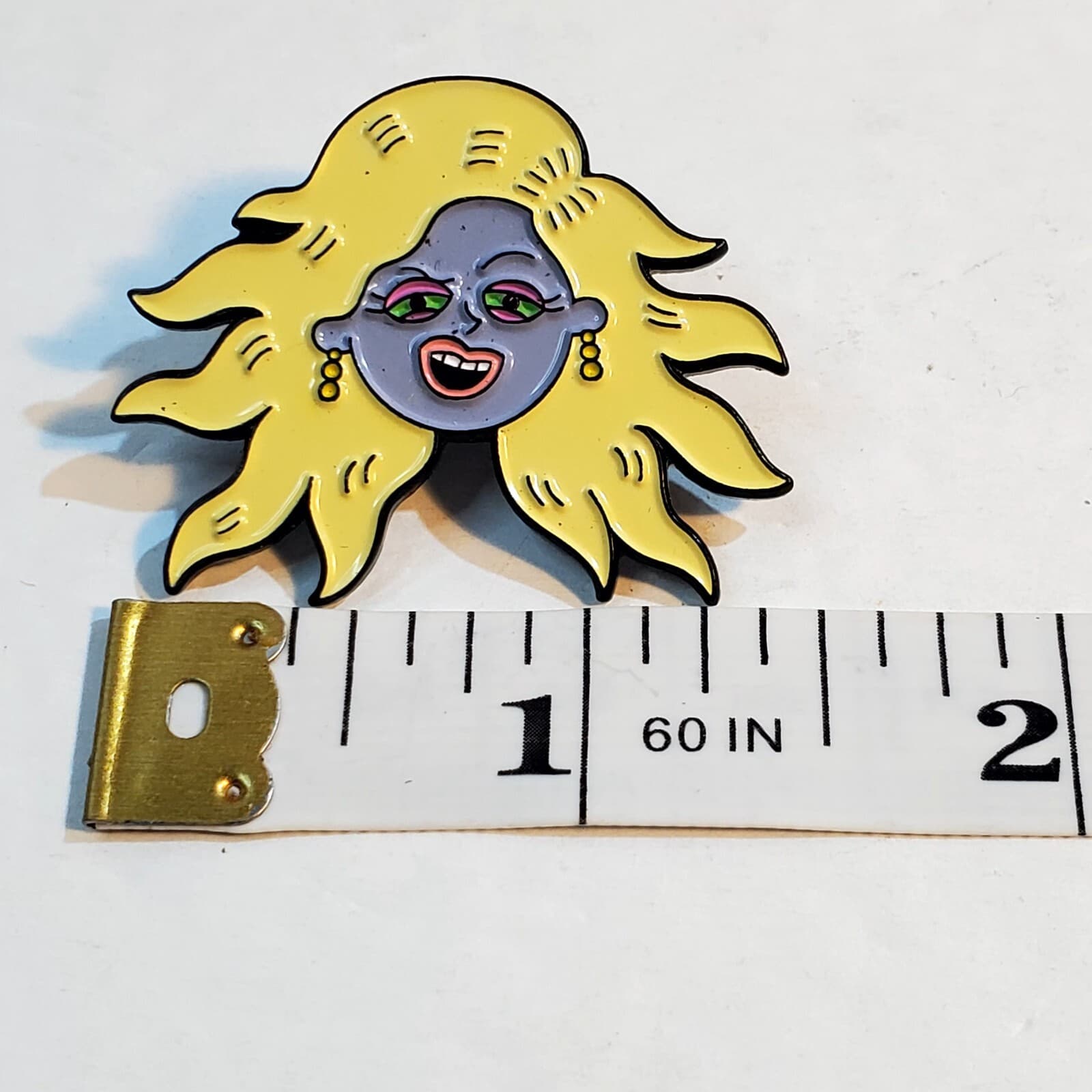 Cartoon Pop Art Style Funky Blonde Face Lapel Tack Cap Push Pin Retro Jewelry - Thumbnail 3