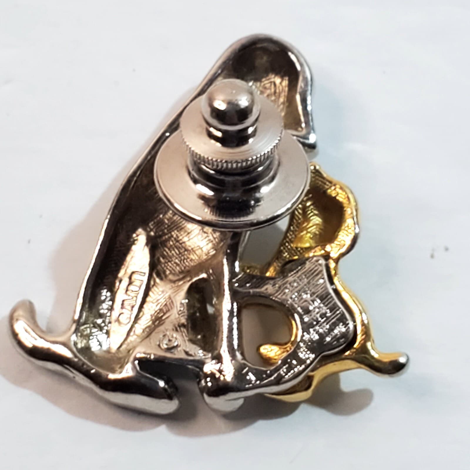 Vintage Avon Dalmatian and Puppy Gold & Silver Tone Tie Tack Lapel Cap Pin - Thumbnail 2