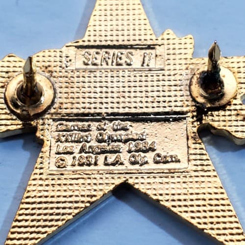 Vtg 1984 Sam the Eagle Swimming Butterfly Los Angeles Olympic Star Lapel Cap Pin - Thumbnail 3