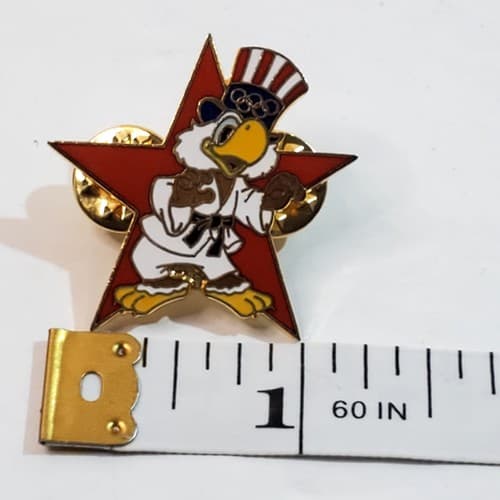 Vtg 1984 Sam the Eagle Judo Martial Arts Los Angeles Olympic Star Lapel Cap Pin - Thumbnail 5