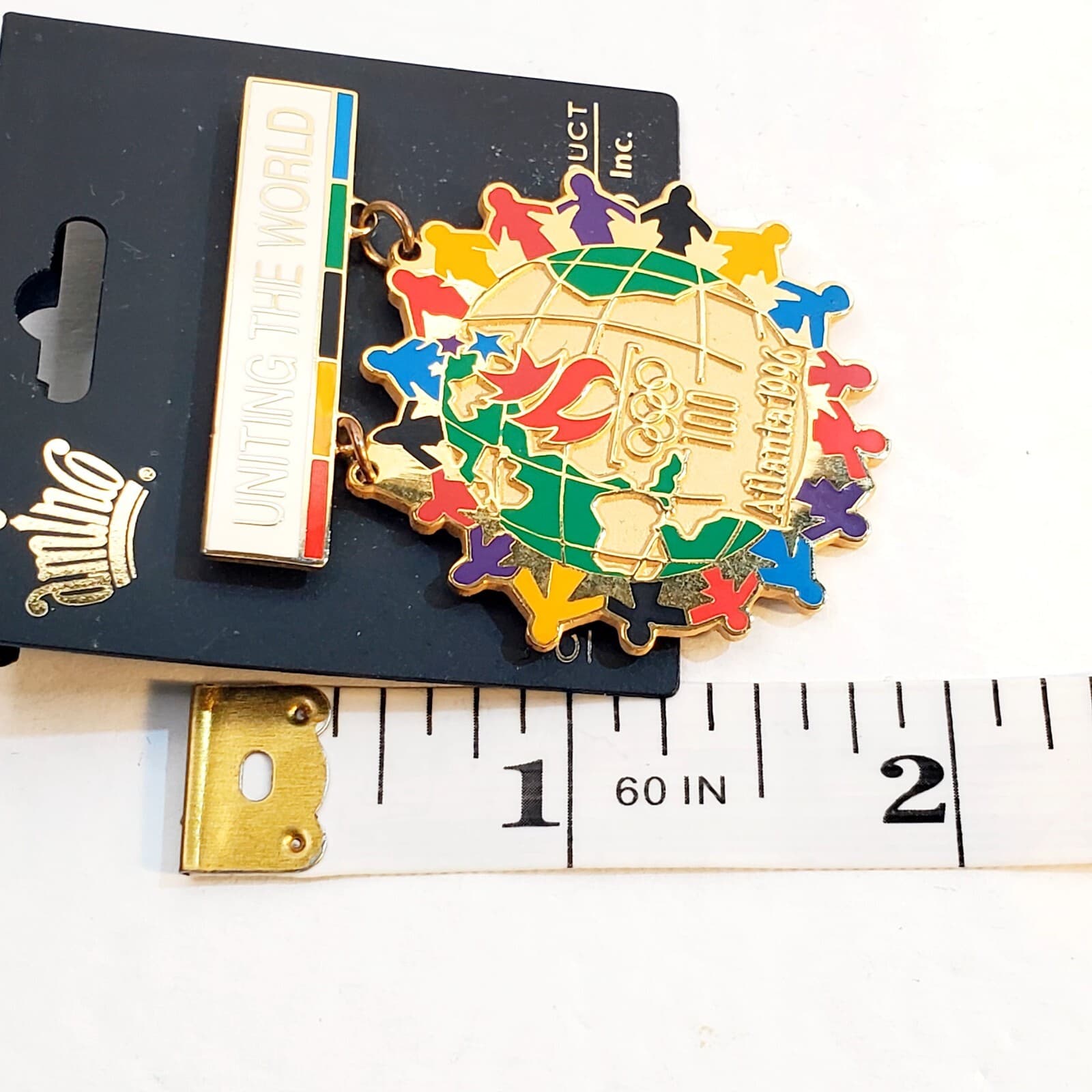 Vintage 1996 Atlanta Olympics Uniting The World Dangle Lapel Tack Cap Pin Badge - Thumbnail 5