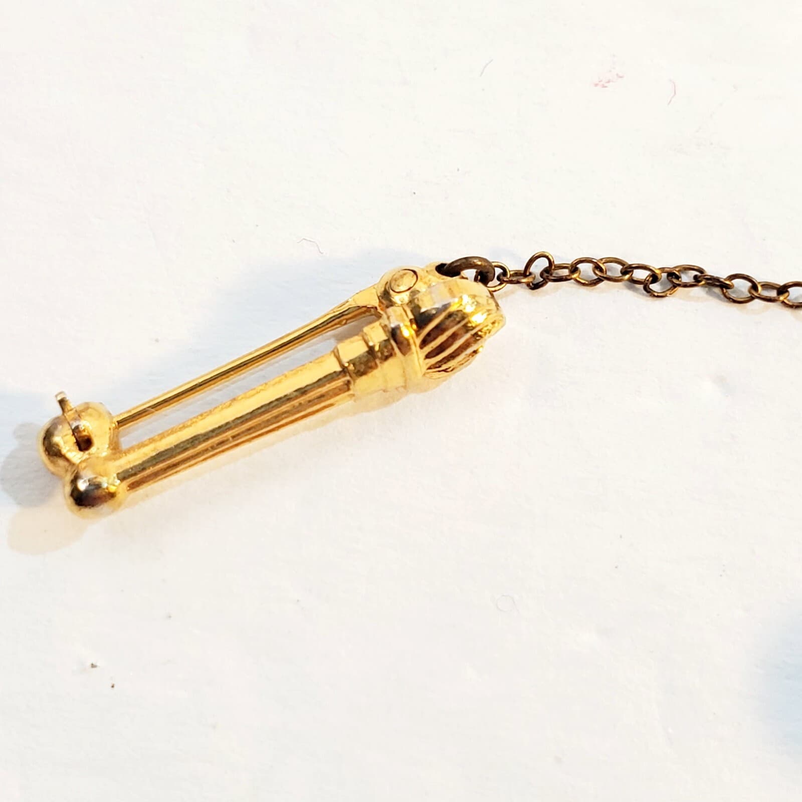 Vintage Phi Beta Epsilon Sorority Fraternity Gold Tone Faux Pearl Lapel Pin - Thumbnail 3